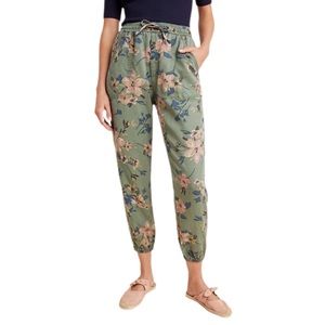 Anthropologie Orana Army Green Floral Joggers